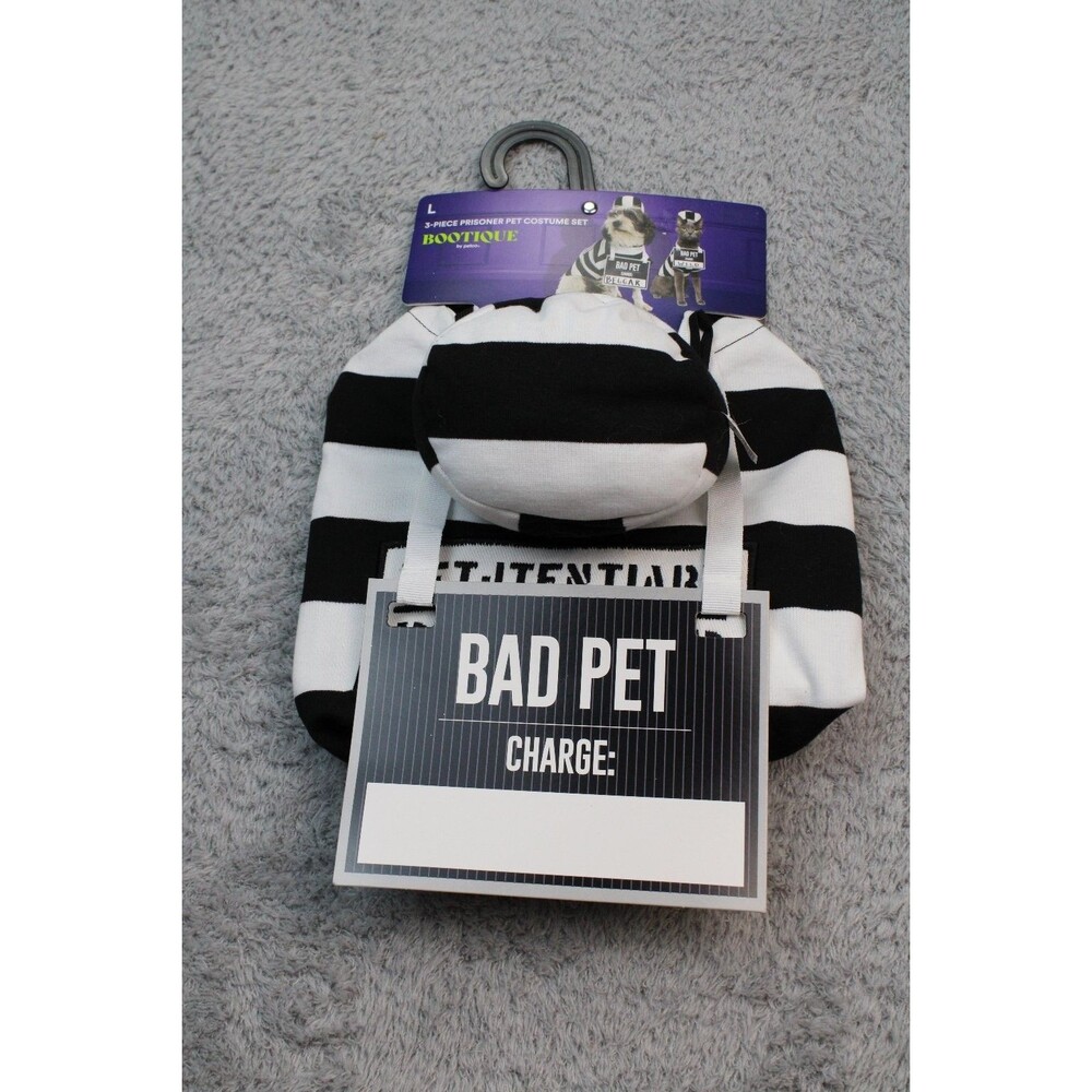 Bootique Prisoner Dog Costume Set Large 3-Piece Bad Pet Halloween